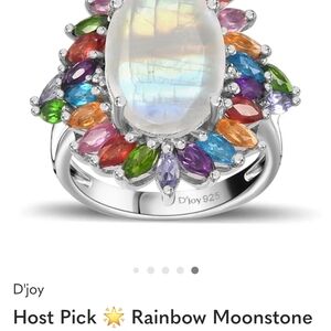 Silver Moonstone Ring with Multicolor Gemstones
